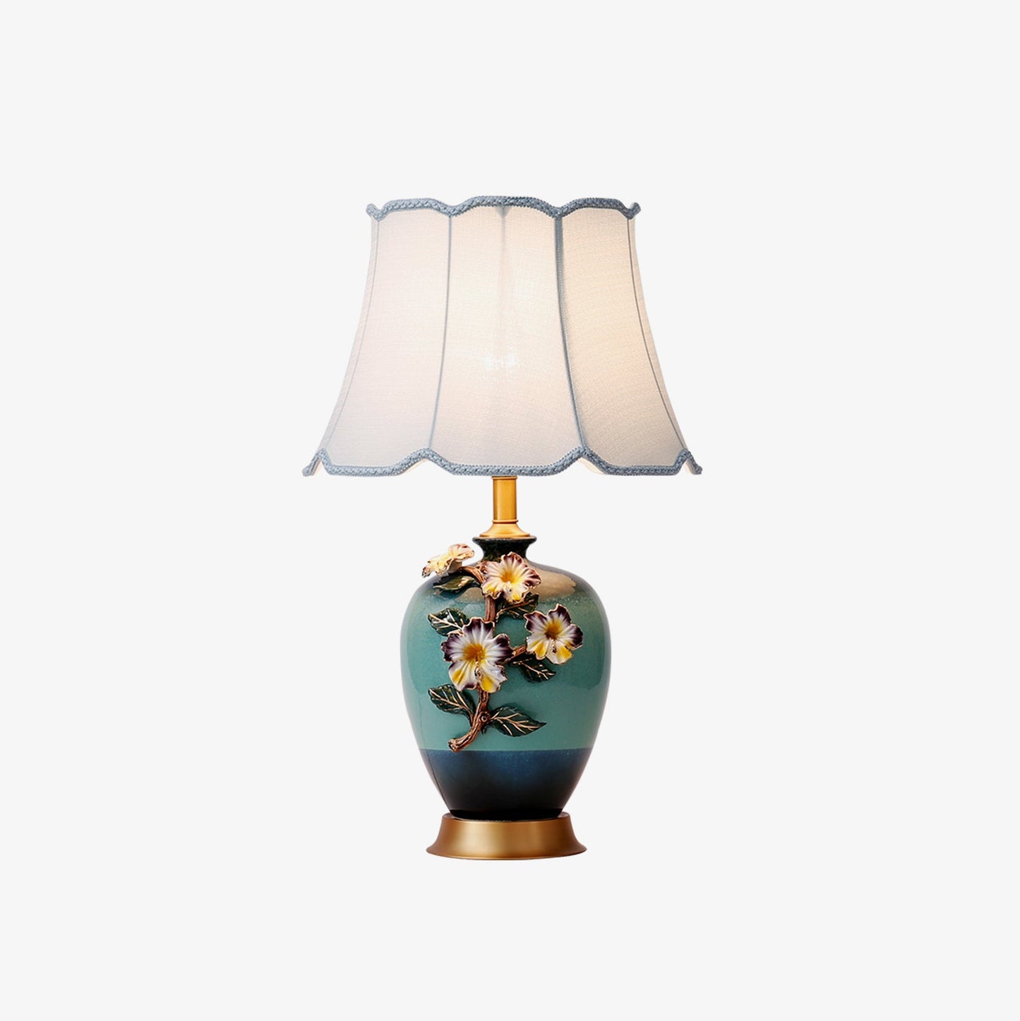 Ceramic Table Lamp | Gold & Blue Finish | White Shade