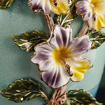 Ceramic Table Lamp | Gold & Blue Finish | White Shade
