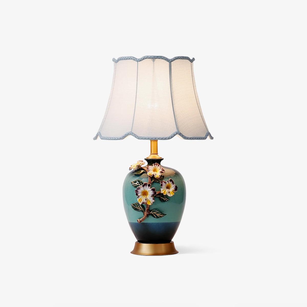 Ceramic Table Lamp | Gold & Blue Finish | White Shade
