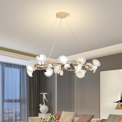 Cerisium Blossom Chandelier | Brass & Ceramic | 12 or 18 Lights
