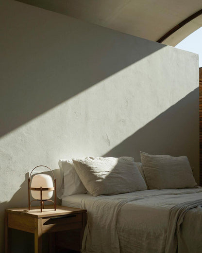 Portable Glass Table Lamp | Wood & Glass | Ash or Walnut Finish