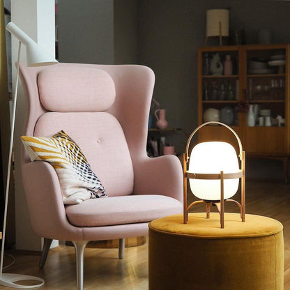 Portable Glass Table Lamp | Wood & Glass | Ash or Walnut Finish