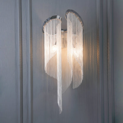 Chain Tassel Wall Lamp | Metal & Aluminum | Nickel, Silver