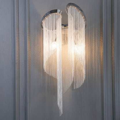 Chain Tassel Wall Lamp | Metal & Aluminum | Nickel, Silver