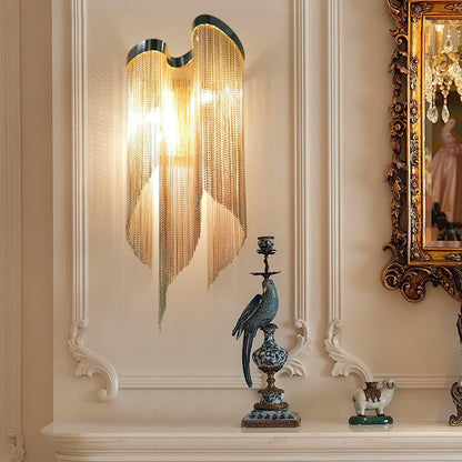 Chain Tassel Wall Lamp | Metal & Aluminum | Nickel, Silver