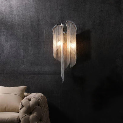 Chain Tassel Wall Lamp | Metal & Aluminum | Nickel, Silver