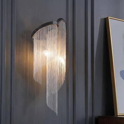 Chain Tassel Wall Lamp | Metal & Aluminum | Nickel, Silver