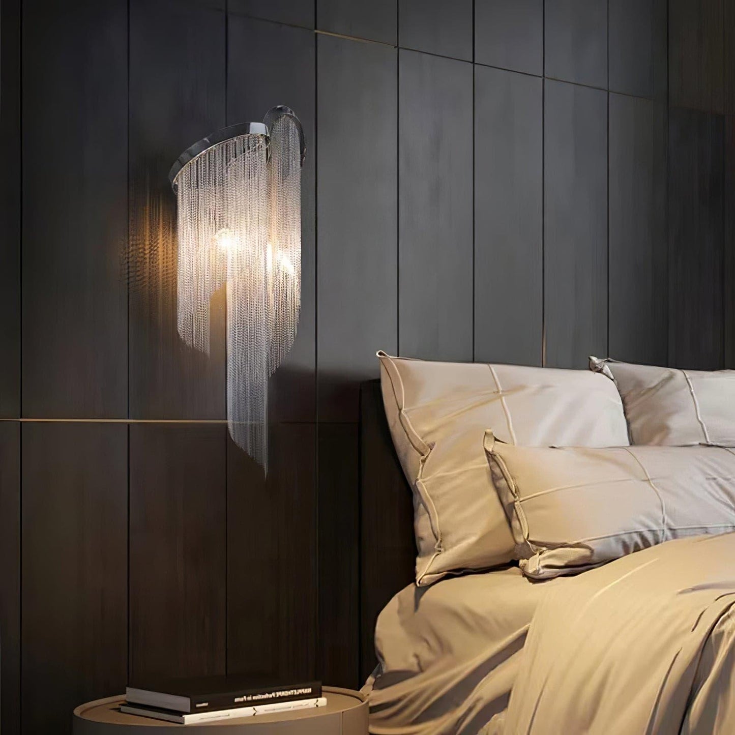 Chain Tassel Wall Lamp | Metal & Aluminum | Nickel, Silver