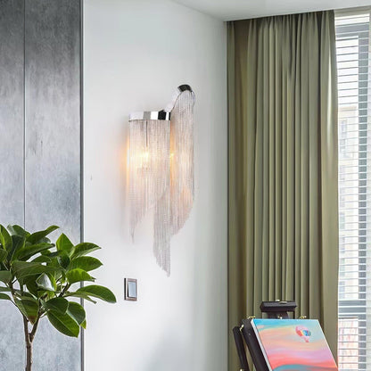 Chain Tassel Wall Lamp | Metal & Aluminum | Nickel, Silver