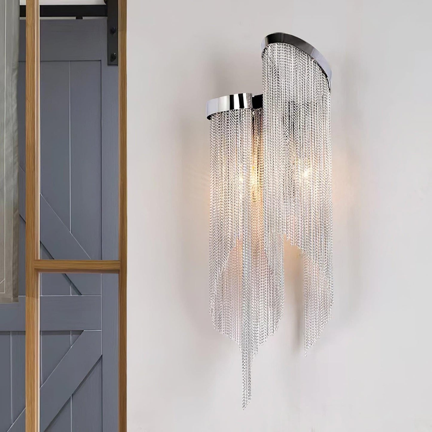 Chain Tassel Wall Lamp | Metal & Aluminum | Nickel, Silver