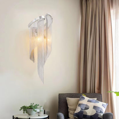 Chain Tassel Wall Lamp | Metal & Aluminum | Nickel, Silver