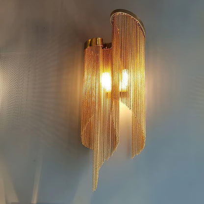 Chain Tassel Wall Lamp | Metal & Aluminum | Nickel, Silver