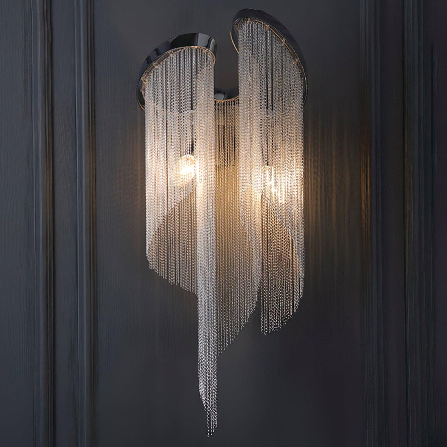 Chain Tassel Wall Lamp | Metal & Aluminum | Nickel, Silver