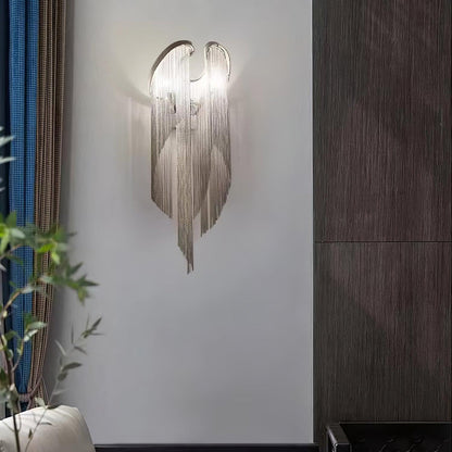 Chain Tassel Wall Lamp | Metal & Aluminum | Nickel, Silver
