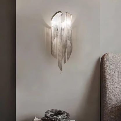 Chain Tassel Wall Lamp | Metal & Aluminum | Nickel, Silver