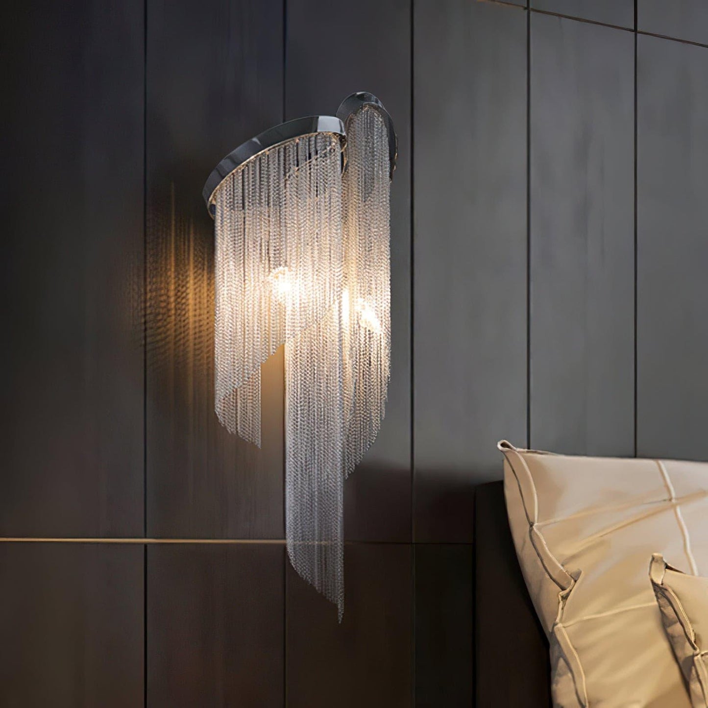 Chain Tassel Wall Lamp | Metal & Aluminum | Nickel, Silver