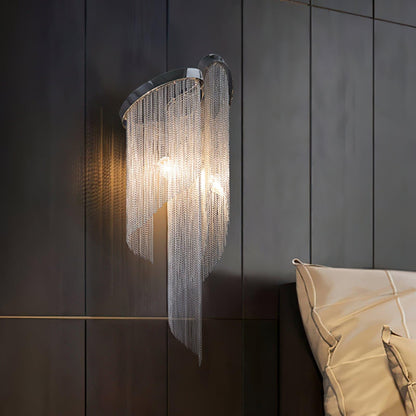 Chain Tassel Wall Lamp | Metal & Aluminum | Nickel, Silver