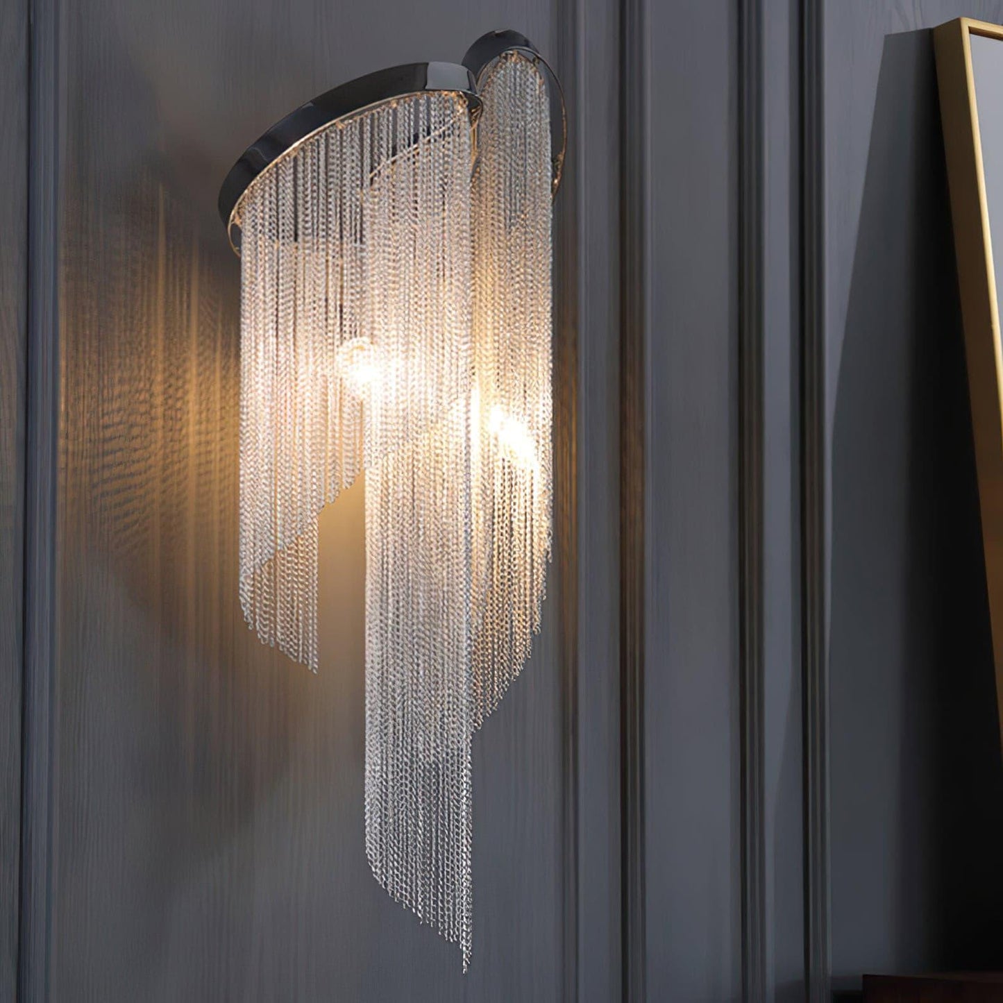 Chain Tassel Wall Lamp | Metal & Aluminum | Nickel, Silver