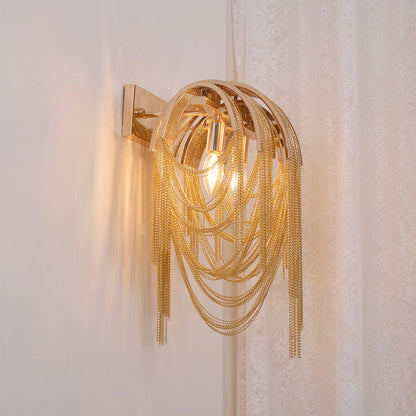 Chains Tassel Wall Lamp | Metal, Stainless Steel | Gold, Chrome