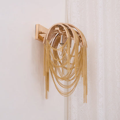 Chains Tassel Wall Lamp | Metal, Stainless Steel | Gold, Chrome
