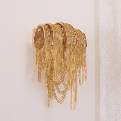 Chains Tassel Wall Lamp | Metal, Stainless Steel | Gold, Chrome