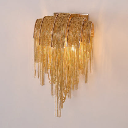 Chains Tassel Wall Lamp | Metal, Stainless Steel | Gold, Chrome