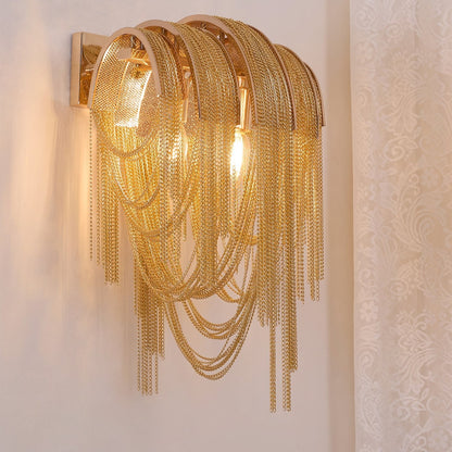 Chains Tassel Wall Lamp | Metal, Stainless Steel | Gold, Chrome