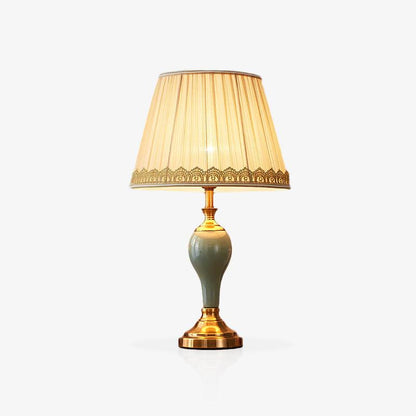 Chaslyn Desk Lamp | Brass, Ceramic, Fabric | Blue