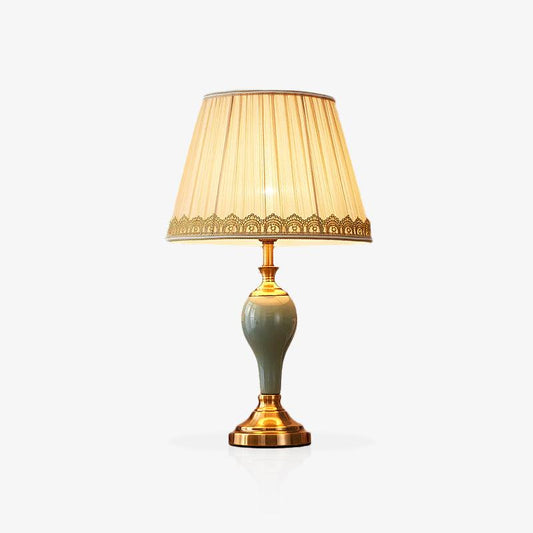 Chaslyn Desk Lamp | Brass, Ceramic, Fabric | Blue