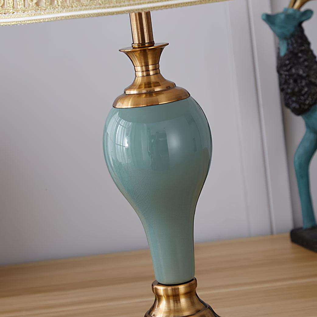 Chaslyn Desk Lamp | Brass, Ceramic, Fabric | Blue