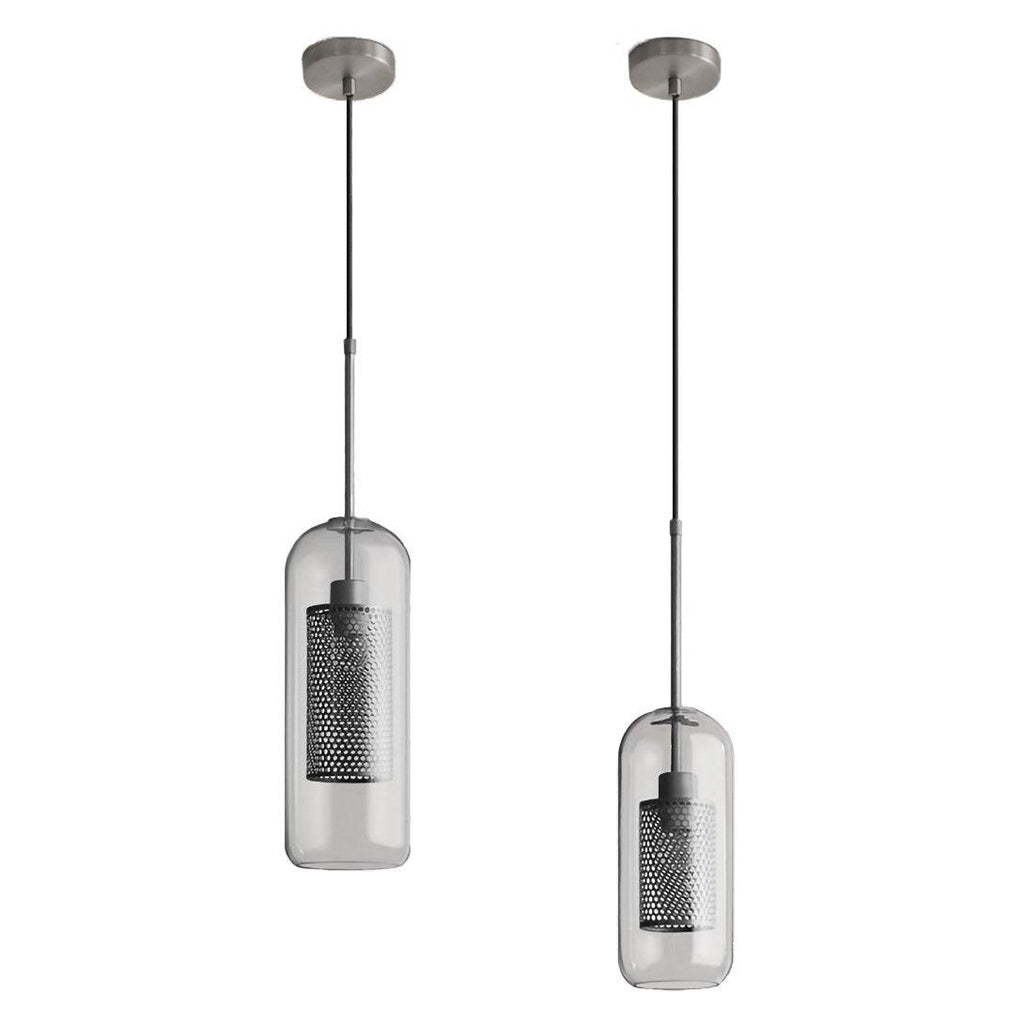 Chiswick Glass Pendant Light | Midcentury Style | Clear & Amber Glass, Copper/Silver/Black
