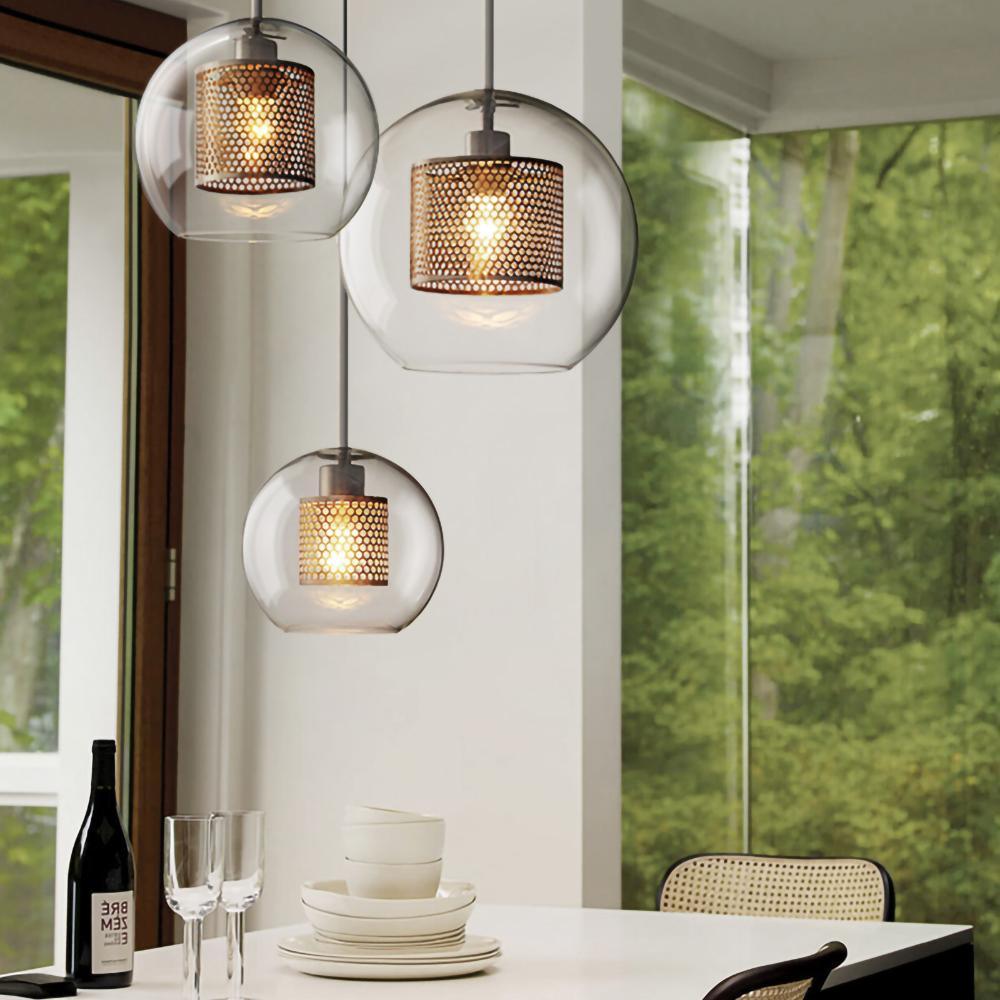 Chiswick Glass Pendant Light | Midcentury Style | Clear & Amber Glass, Copper/Silver/Black