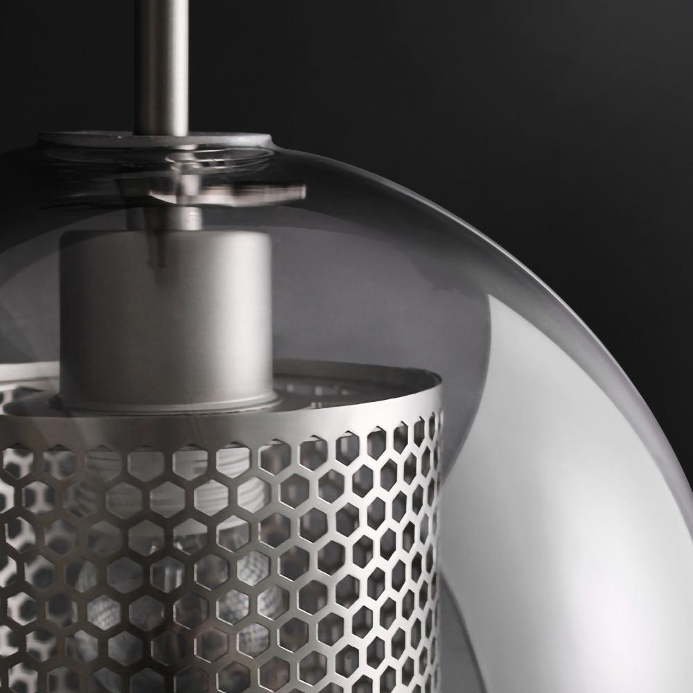 Chiswick Glass Pendant Light | Midcentury Style | Clear & Amber Glass, Copper/Silver/Black