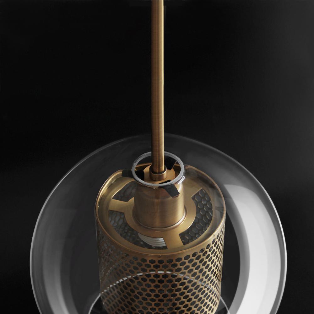 Chiswick Glass Pendant Light | Midcentury Style | Clear & Amber Glass, Copper/Silver/Black