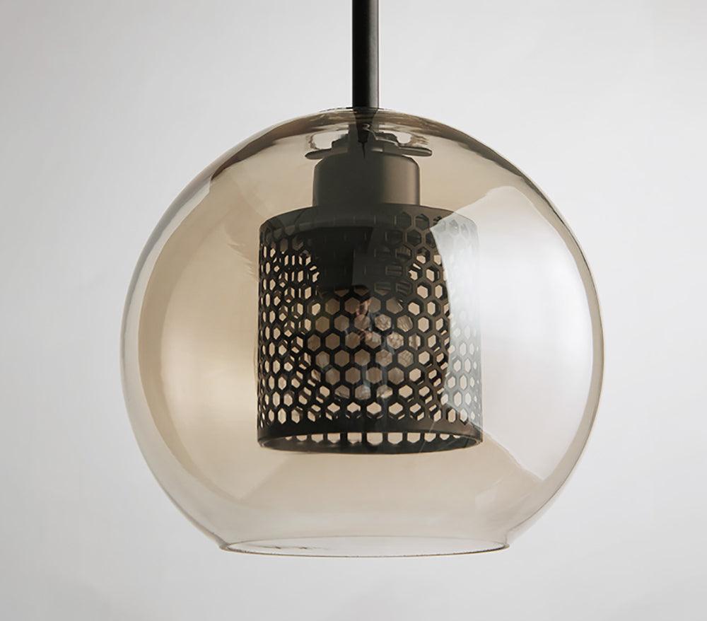 Chiswick Glass Pendant Light | Midcentury Style | Clear & Amber Glass, Copper/Silver/Black
