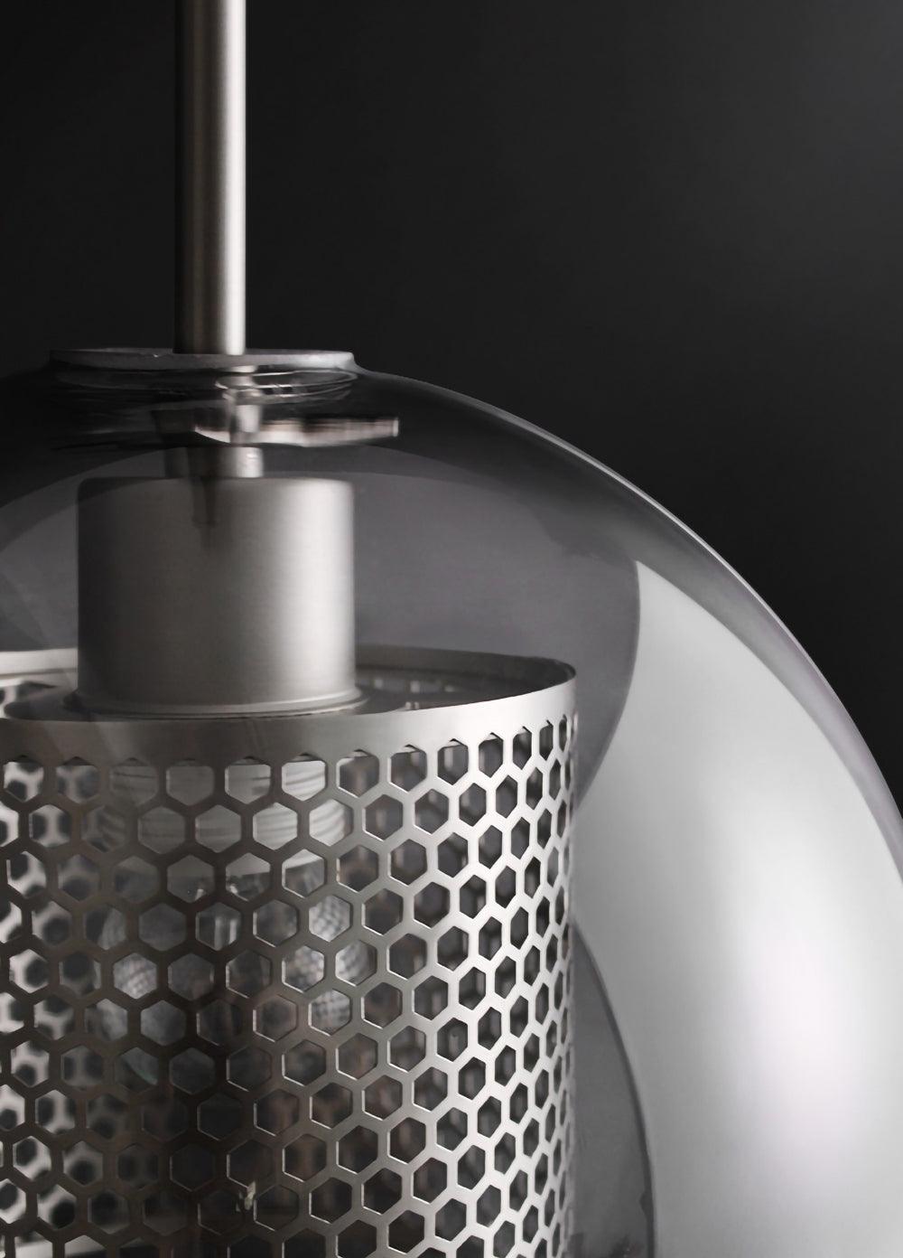 Chiswick Glass Pendant Light | Midcentury Style | Clear & Amber Glass, Copper/Silver/Black