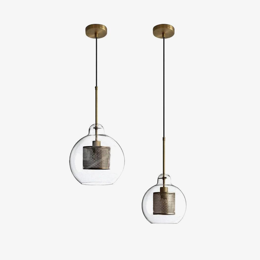 Chiswick Glass Pendant Light | Midcentury Style | Clear & Amber Glass, Copper/Silver/Black