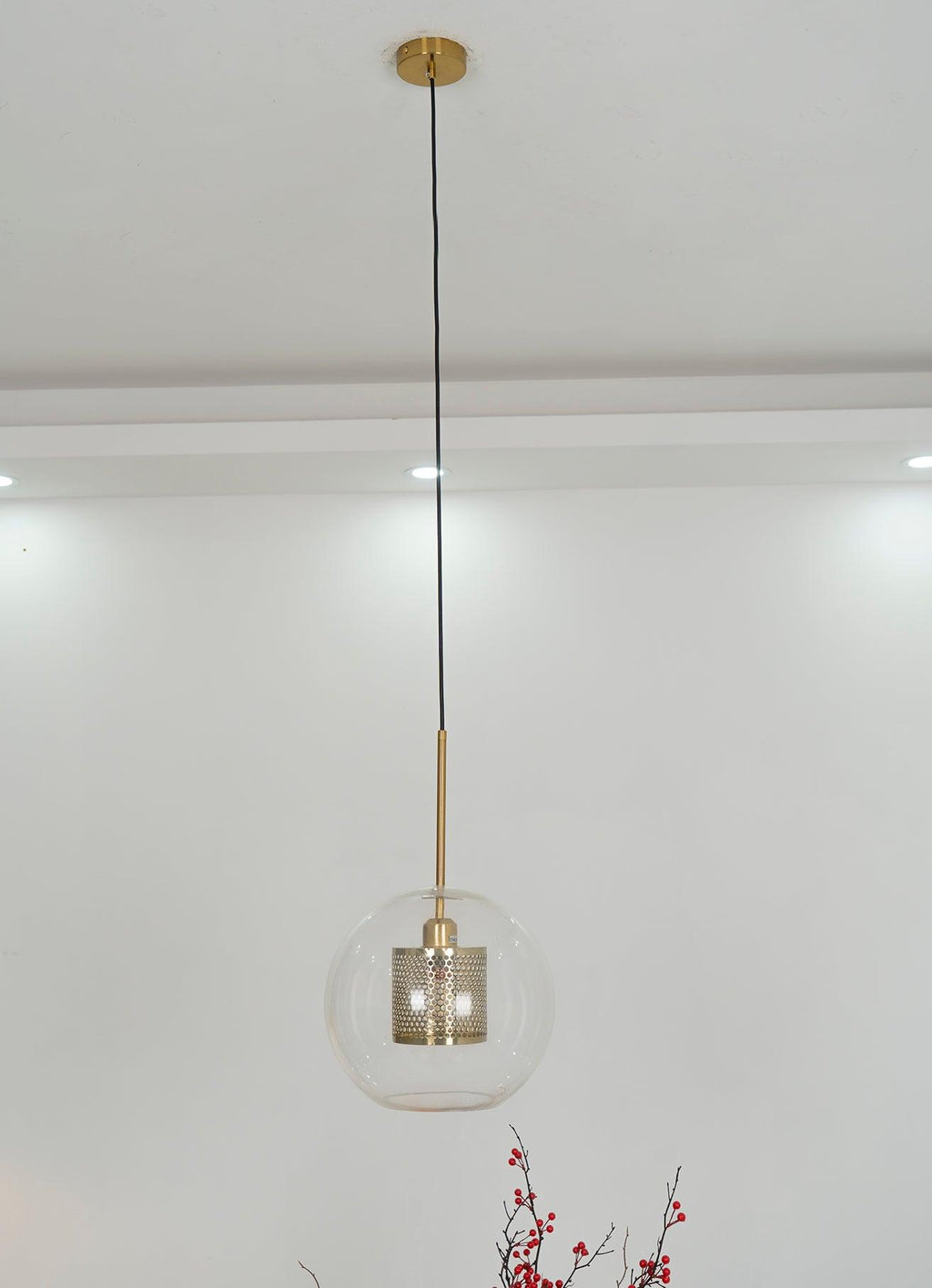 Chiswick Glass Pendant Light | Midcentury Style | Clear & Amber Glass, Copper/Silver/Black