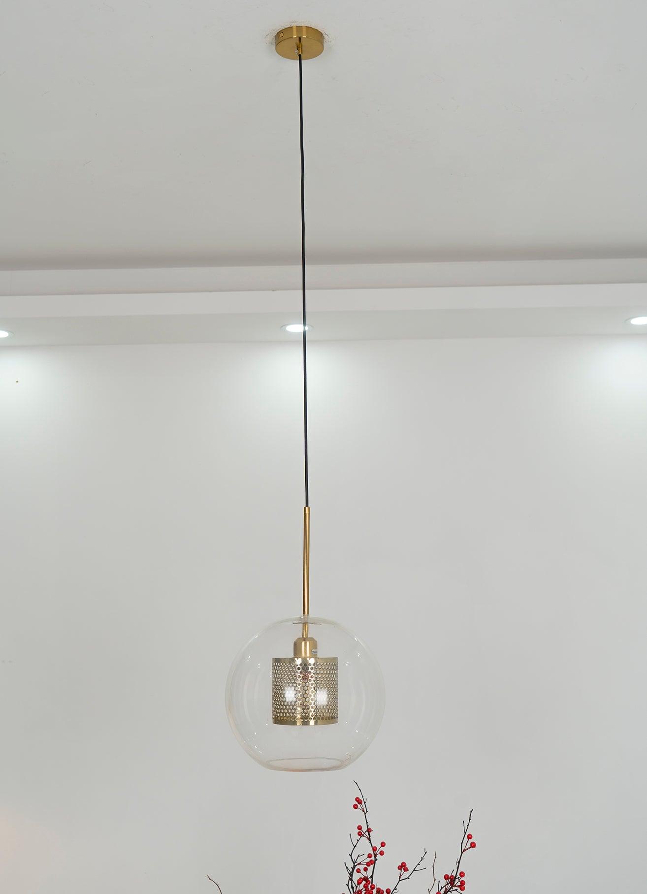 Chiswick Glass Pendant Light | Midcentury Style | Clear & Amber Glass, Copper/Silver/Black