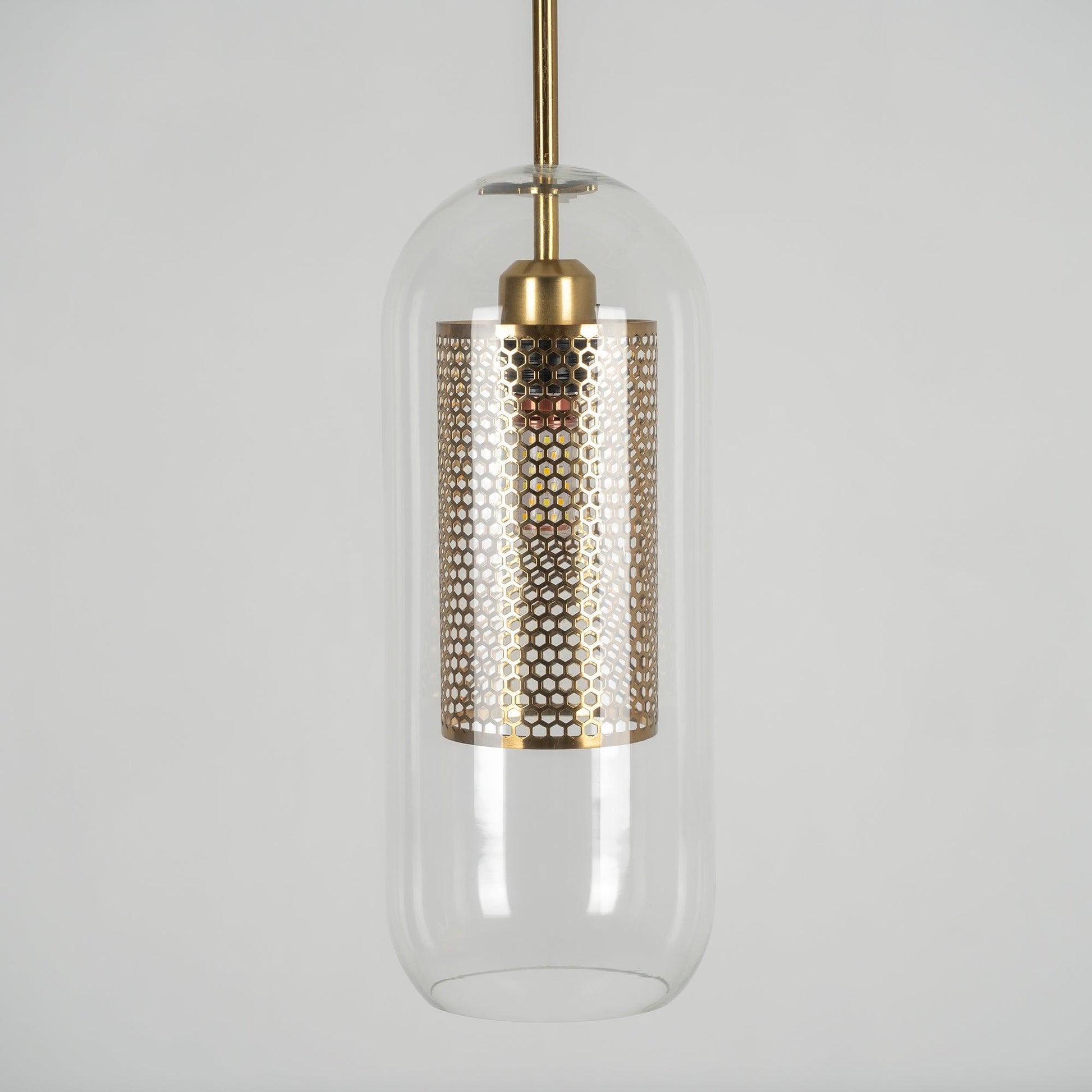 Chiswick Glass Pendant Light | Midcentury Style | Clear & Amber Glass, Copper/Silver/Black