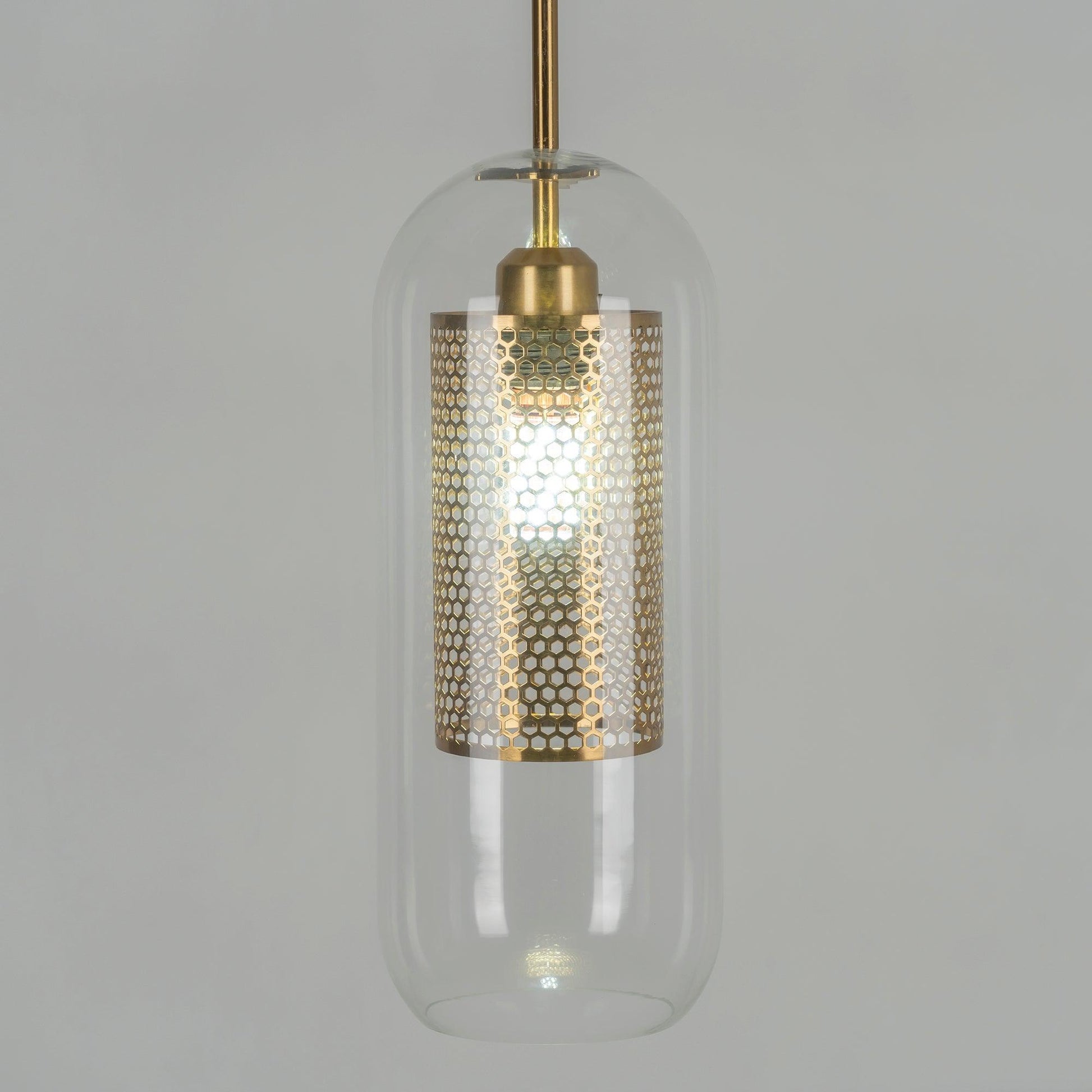 Chiswick Glass Pendant Light | Midcentury Style | Clear & Amber Glass, Copper/Silver/Black