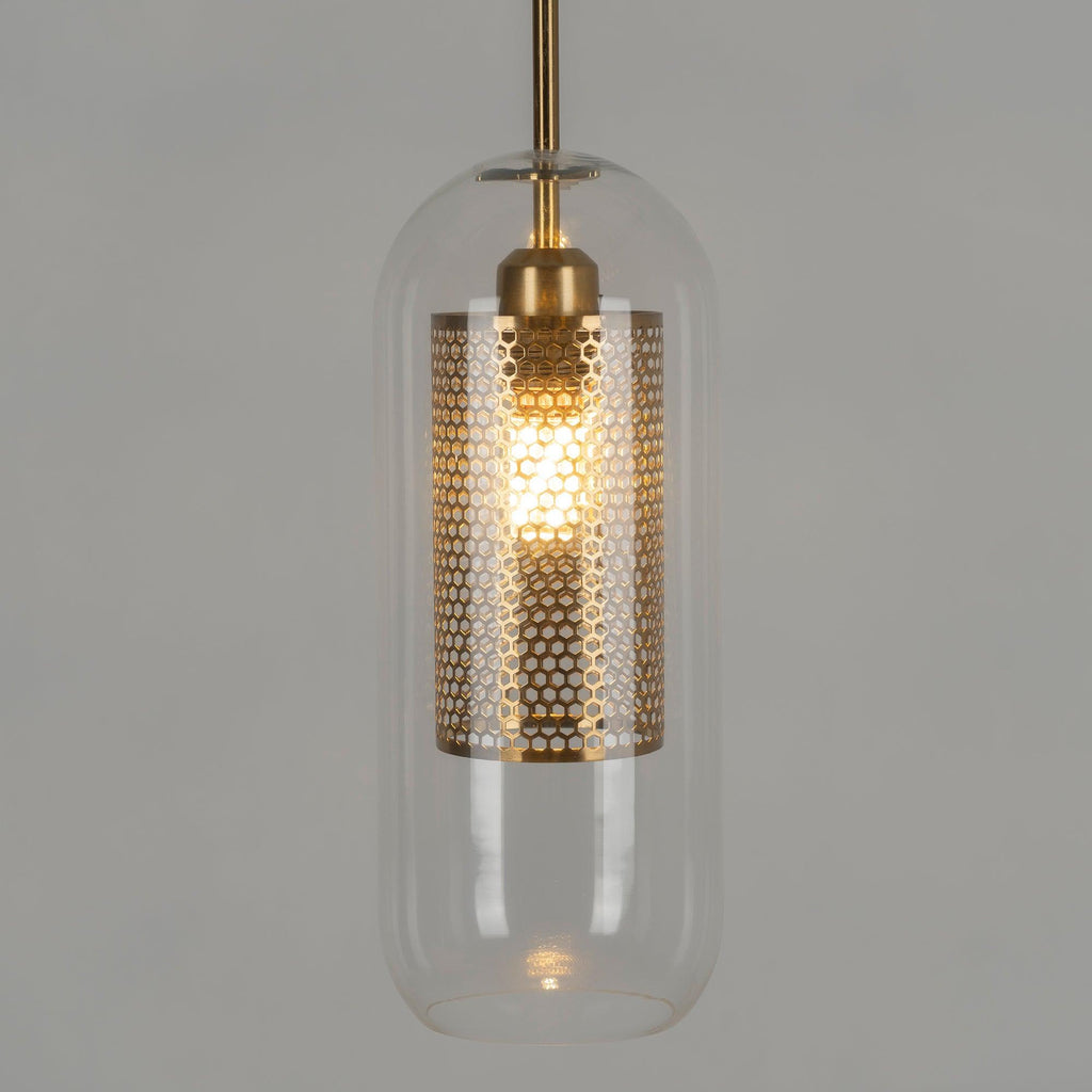 Chiswick Glass Pendant Light | Midcentury Style | Clear & Amber Glass, Copper/Silver/Black