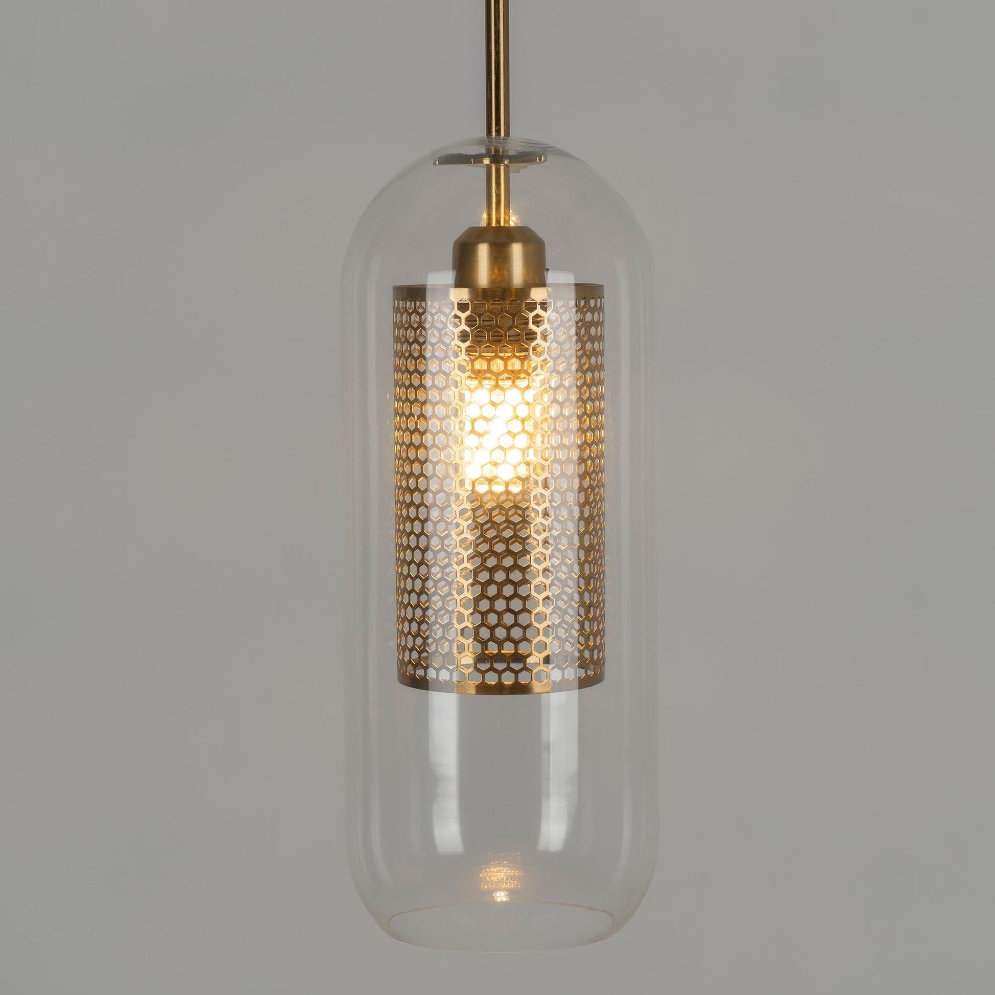 Chiswick Glass Pendant Light | Midcentury Style | Clear & Amber Glass, Copper/Silver/Black