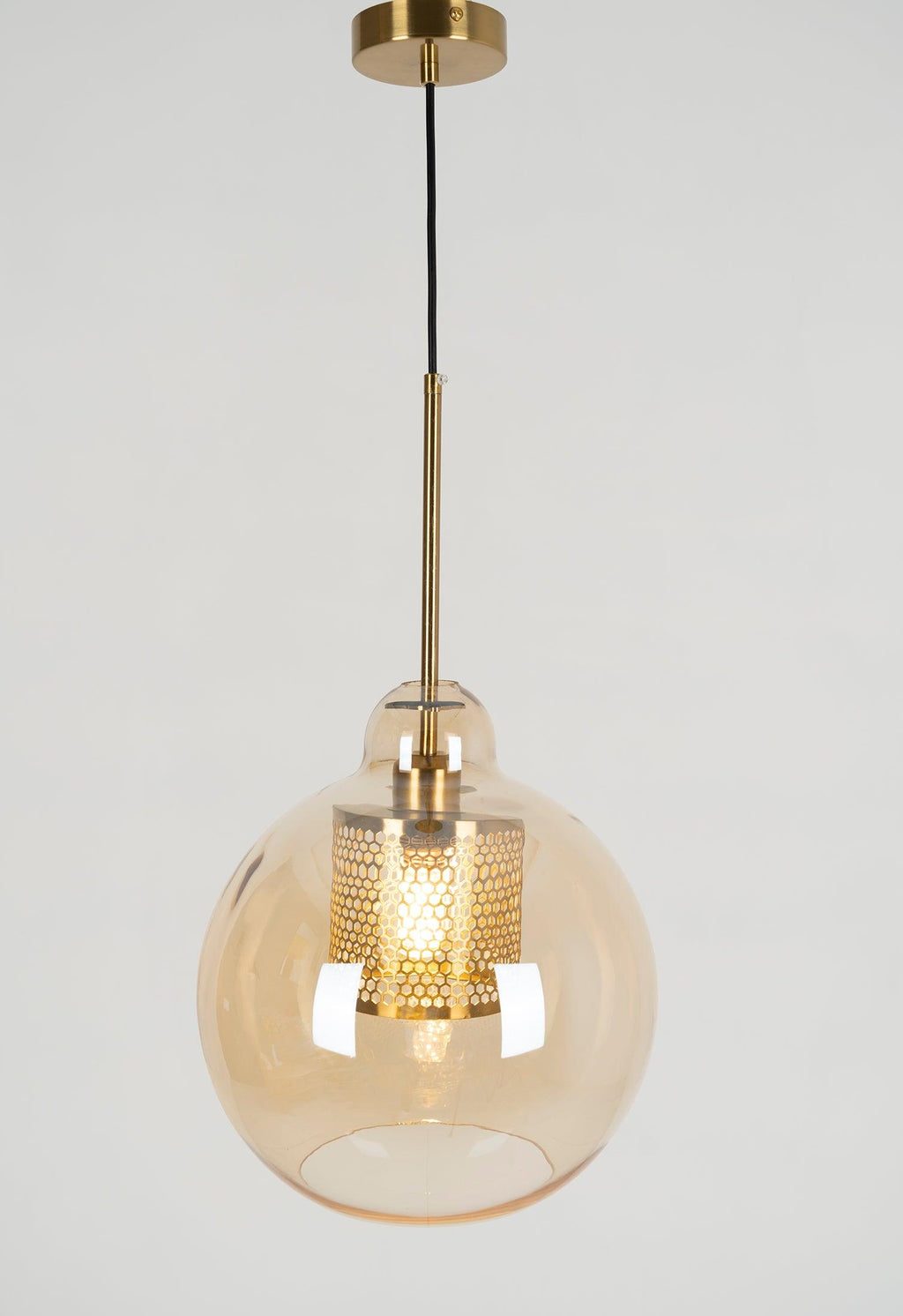 Chiswick Glass Pendant Light | Midcentury Style | Clear & Amber Glass, Copper/Silver/Black