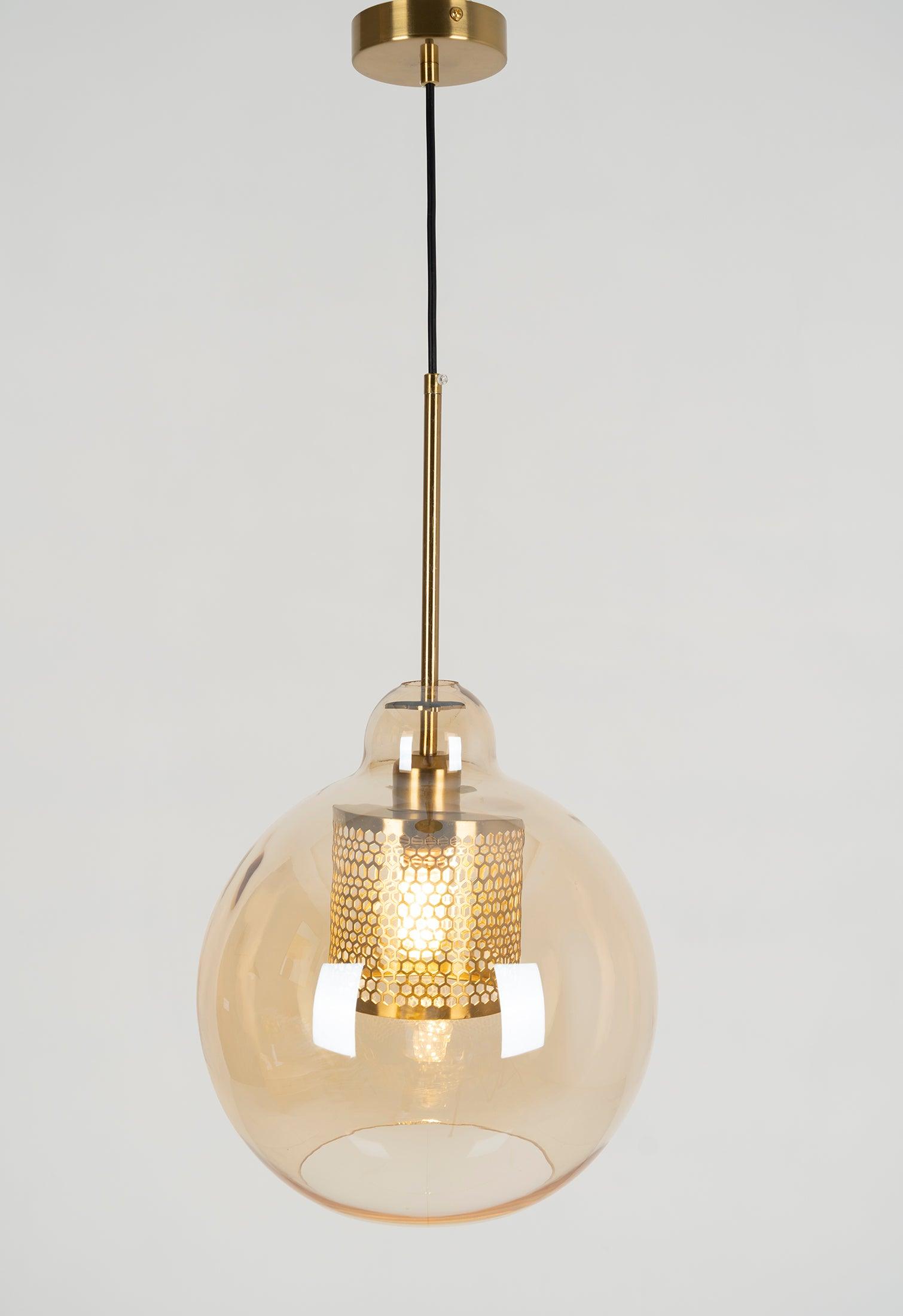 Chiswick Glass Pendant Light | Midcentury Style | Clear & Amber Glass, Copper/Silver/Black