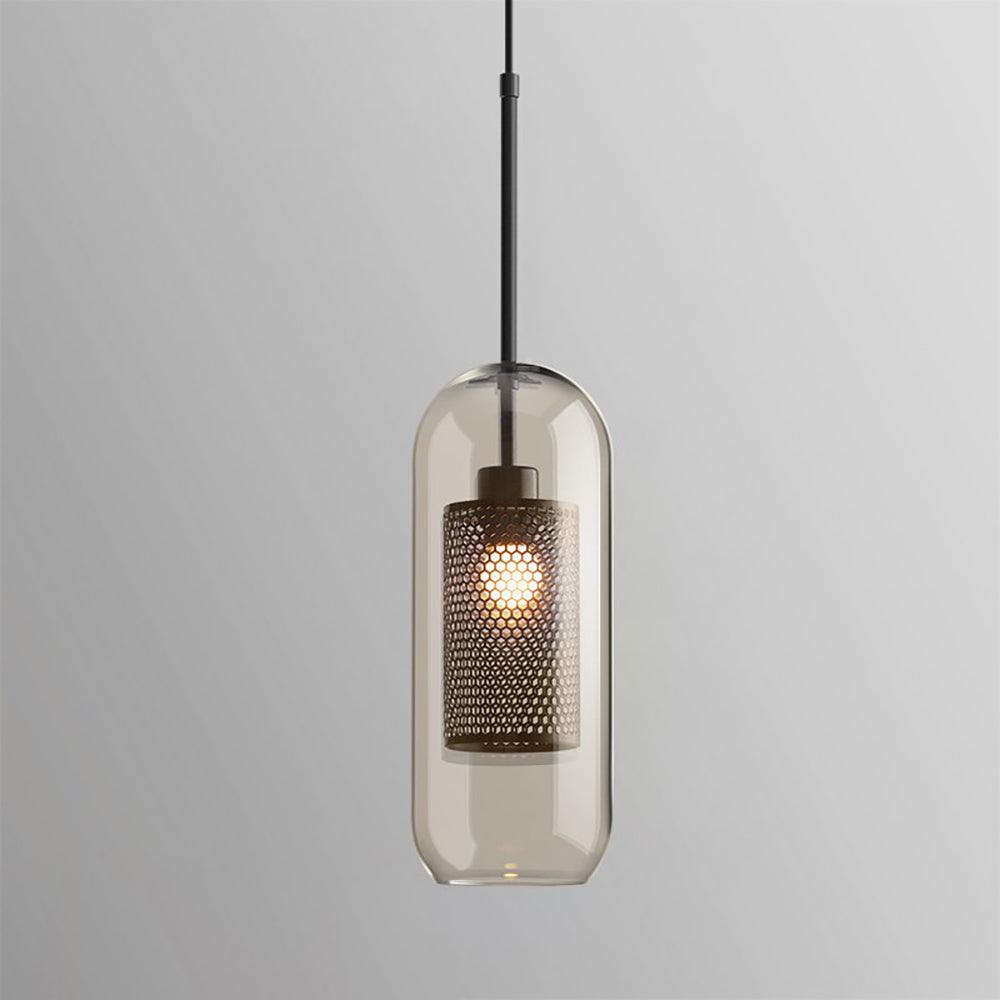 Chiswick Glass Pendant Light | Midcentury Style | Clear & Amber Glass, Copper/Silver/Black