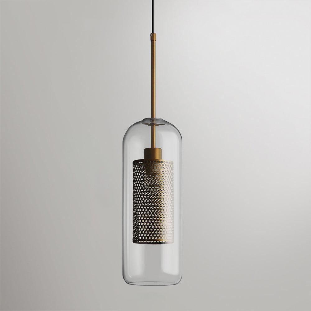 Chiswick Glass Pendant Light | Midcentury Style | Clear & Amber Glass, Copper/Silver/Black