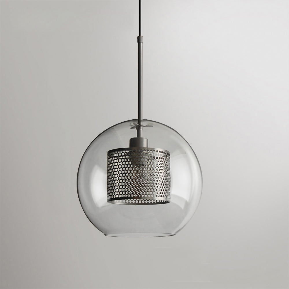 Chiswick Glass Pendant Light | Midcentury Style | Clear & Amber Glass, Copper/Silver/Black