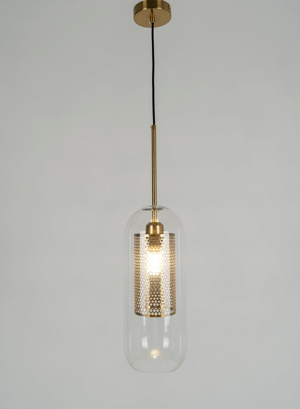 Chiswick Glass Pendant Light | Midcentury Style | Clear & Amber Glass, Copper/Silver/Black