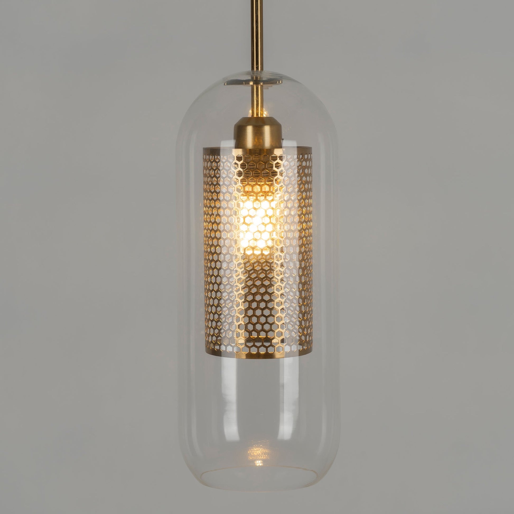 Chiswick Glass Pendant Light | Midcentury Style | Clear & Amber Glass, Copper/Silver/Black